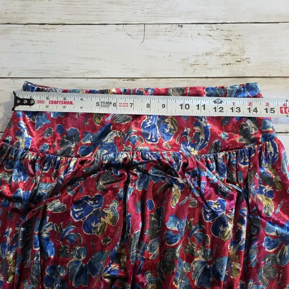 Natural Life Lisa Velvet Maxi Skirt Women Red Floral Large Boho Feminine - Picture 5 of 9